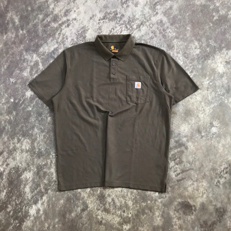 POLO SHIRT CHARHARTT BASIC POCKET SUPER BIG SIZE  (ARMY) ORIGINAL SECOND