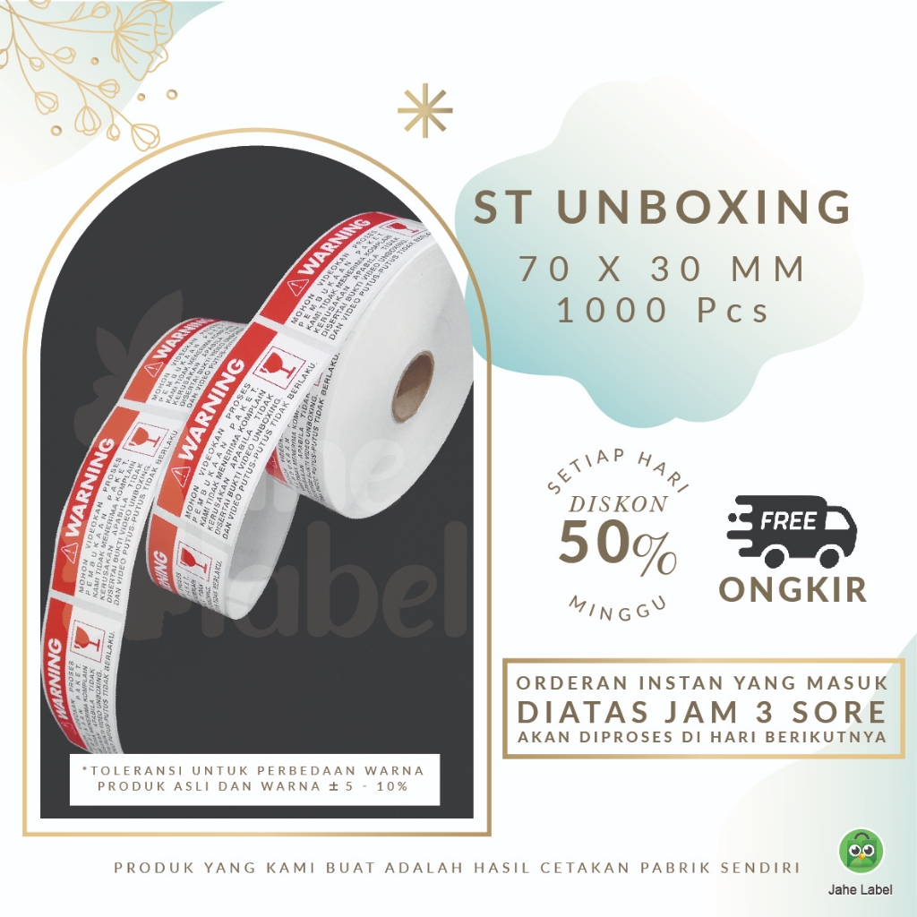 

STICKER UNBOXING STIKER LABEL UNBOXING STIKER PENGIRIMAN LABEL PENGIRIMAN 1000 PCS