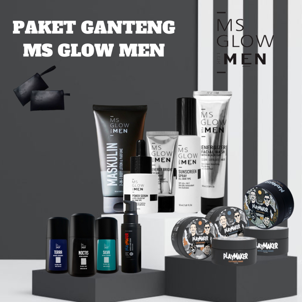 Ecer Ms Glow Men All Produk/sabun/cream/serum/sunscreen/hair serum/pomade/maskulin/deodorant
