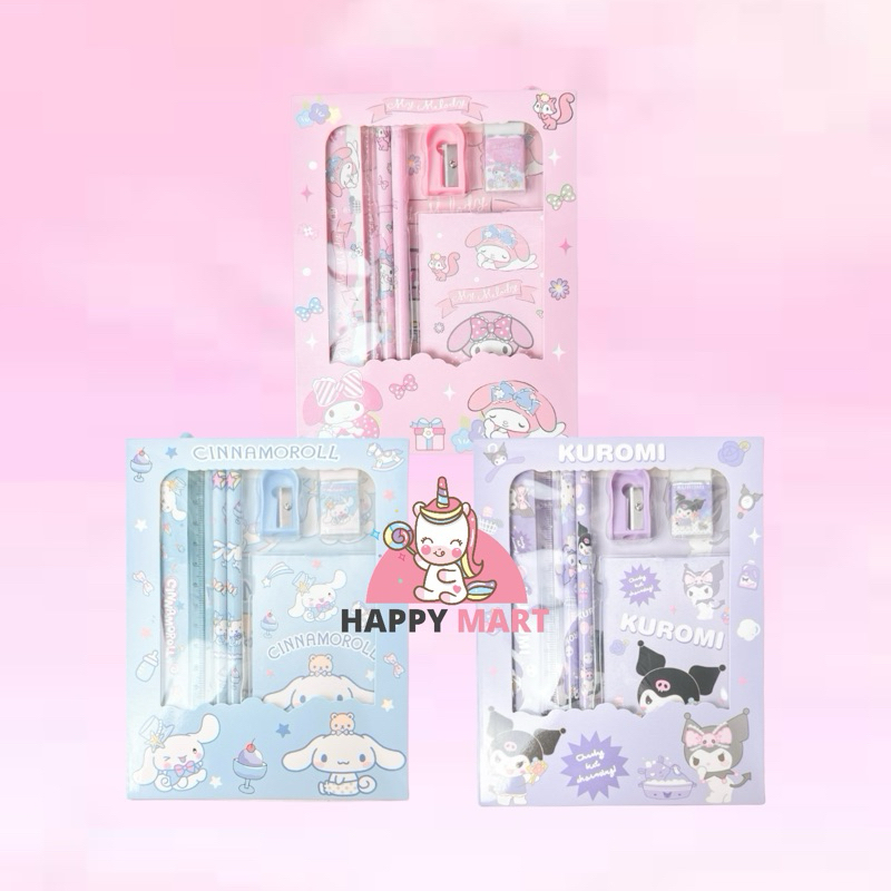 

Stationary set PENSIL motif sanrio kuromi / melody / cinnamoroll