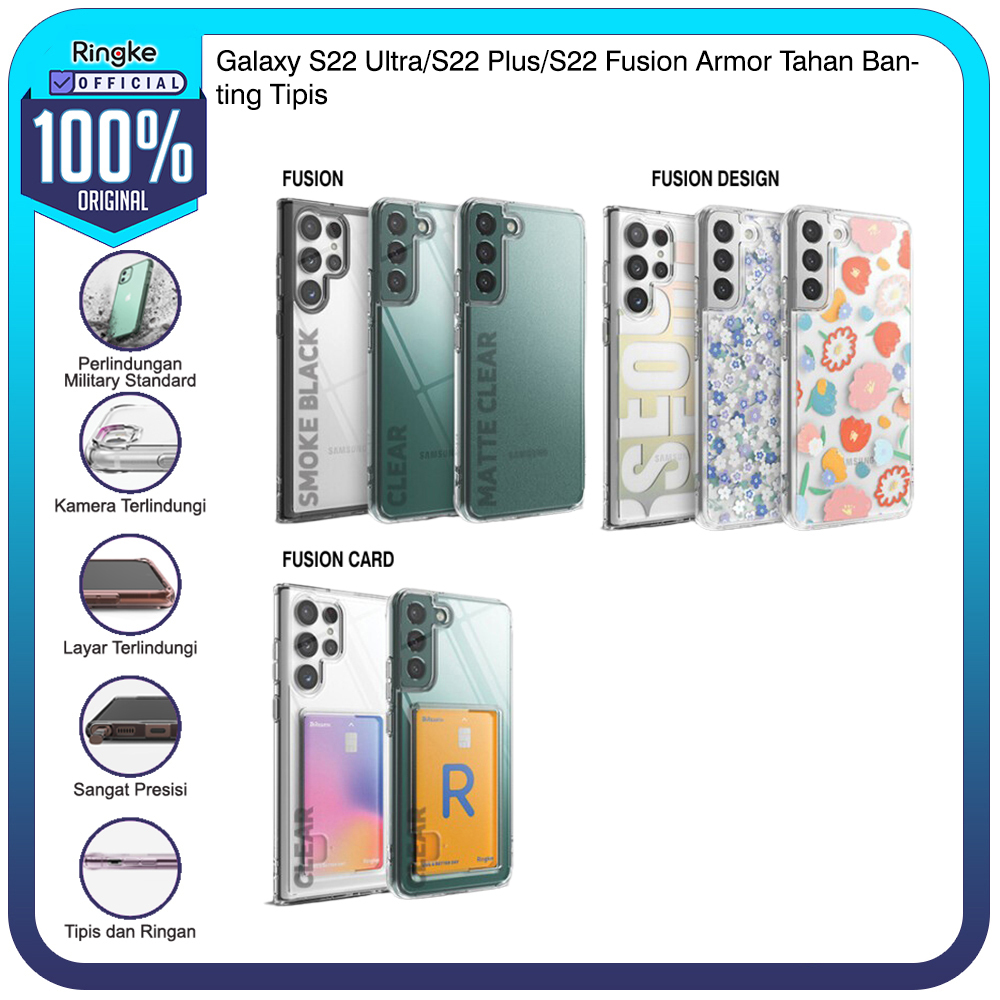 Ringke Galaxy S22 Ultra / S22 Plus / S22 Fusion Casing Military Anti Crack Tahan Banting