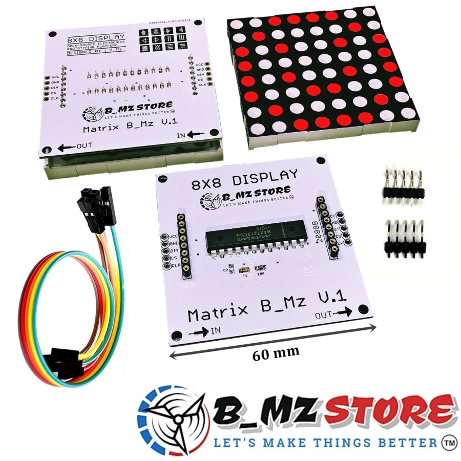 MAX7219 LED DOT MATRIX MODULE 8x8 RUNNING TEXT DISPLAY Besar 60 x 60mm - Stop Lamp Dot Matrix Animas
