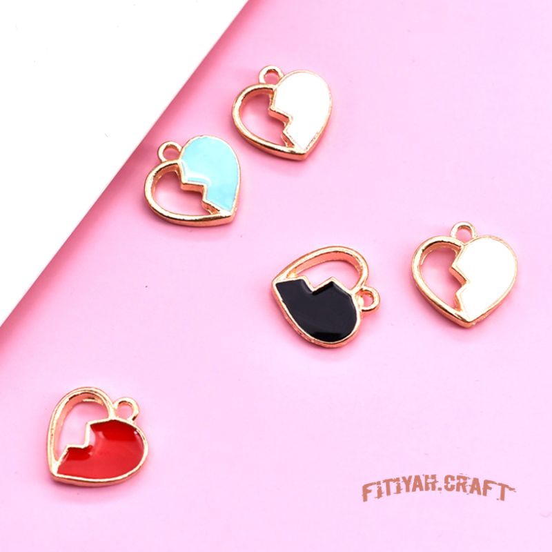 Liontin Anting anting Korea Setengah Hati Manik manik Liontin Bentuk Setengah Hati