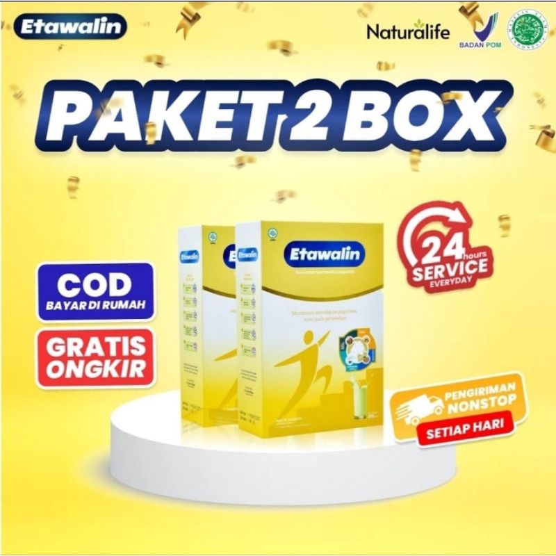 

PAKET 2 BOX SUSU ETAWALIN - Paket Sembuh Susu Sendi Atasi Radang Sendi Nyeri Tulang Cegah Osteoporosis Osteoartritis Pengeroposan Tulang Susu Kambing Etawa Kesehatan Susu Bubuk Murni Original Ettawa 100% Ori Susu Asam Urat Etawalin Platinum