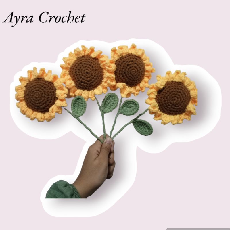 Bunga Rajut Matahari 1 Tangkai