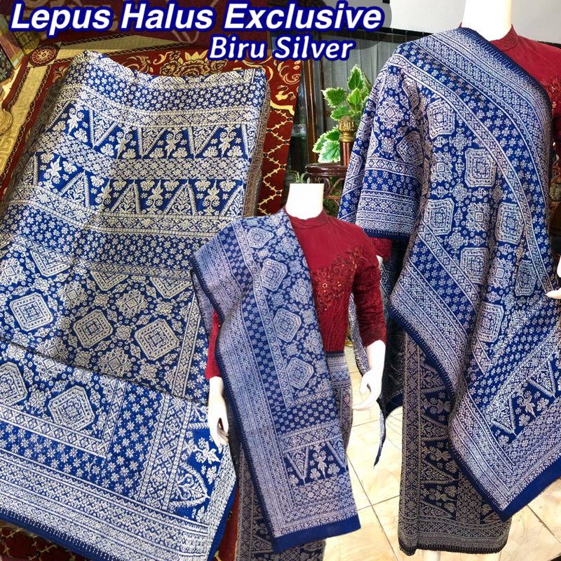 Songket Lepus Halus Exclusive ORI warna Biru Silver  /songket tenun asli palembang /ilham songket pa