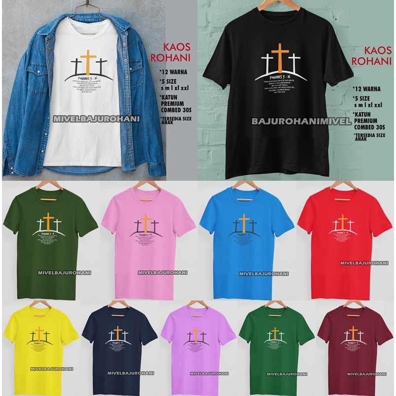 BAJU KAOS ROHANI KRISTEN YOHANES 3:16 PRIA WANITA ANAK SINGLE COUPLE PASANGAN KEMBAR KEMBARAN / BAJU