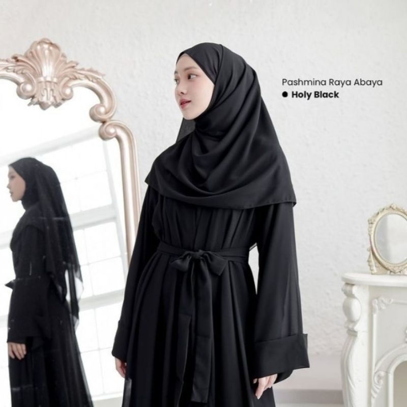 ABAYA MEDINA GAMIS (SET PASHMINA) OUTER MENYATU / ABAYA BASIC HITAM TURKEY ARAB / GAMIS MUSLIMAH SYA