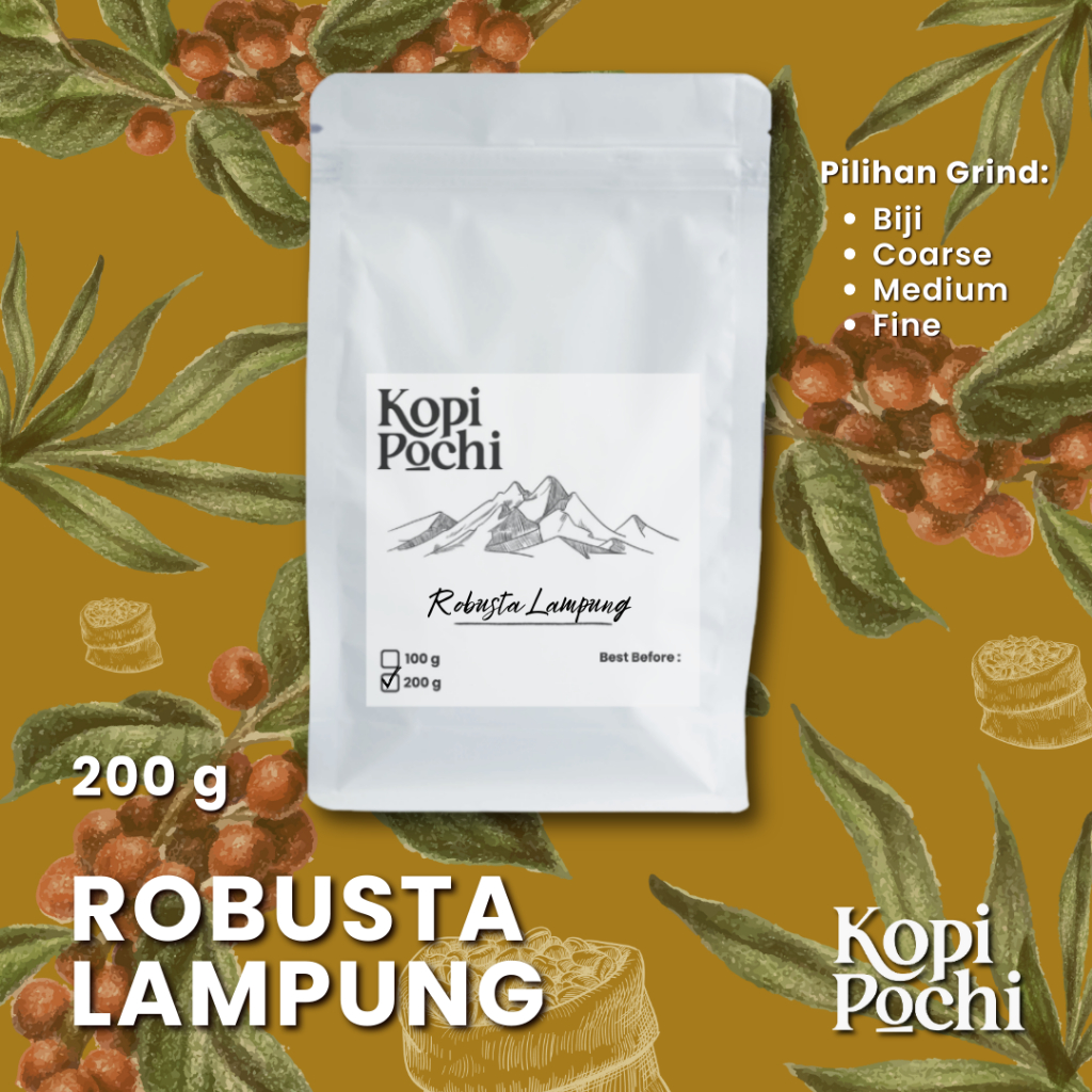 

Kopi Pochi Robusta Lampung Biji Bubuk Kopi Nusantara 200 Gram