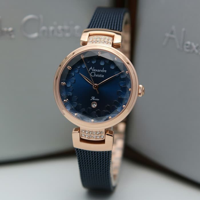 Jam Tangan Wanita Alexandre Christie AC2756 AC 2756 Rosegold Blue Original Garansi Resmi 1 Tahun