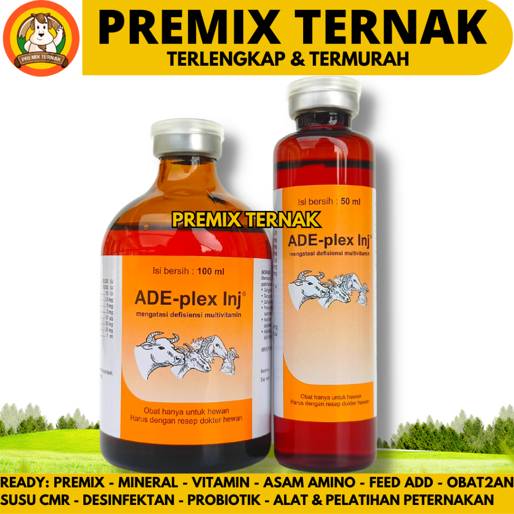 ADE PLEX INJEKSI 100 ML ADE PLEX INJ 50 ML - Multivitamin Hewan Vitamin ADE B Complex Ternak Medion