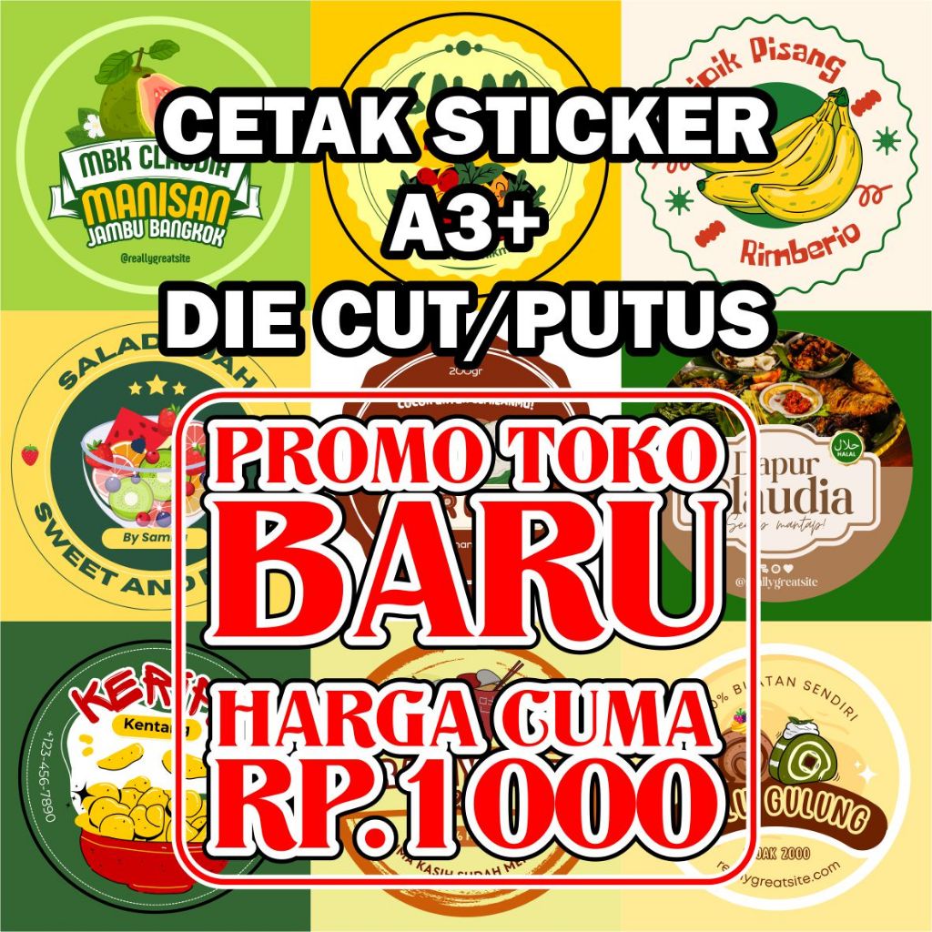 

Cutting Die Cut/Putus A3+ Chromo Cetak Stiker Label Makanan Label Kemasan Cetak Stiker Label Online Shop