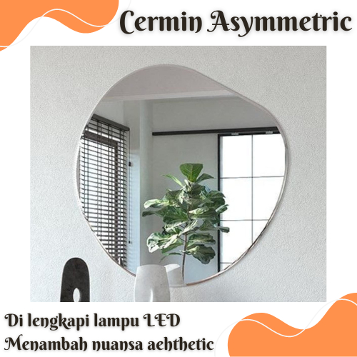 PROMO CERMIN DINDING LAPIS PVC LAMPU LED / CERMIN DINDING / CERMIN ASYMMETRIC / CERMIN KACA