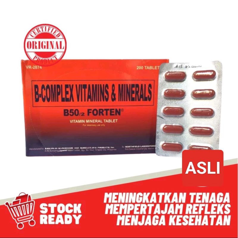 B-COMPLEX VITAMIN & MINERAL TABLET B 50 FORTEN TENAGA AYAM KESEHATAN