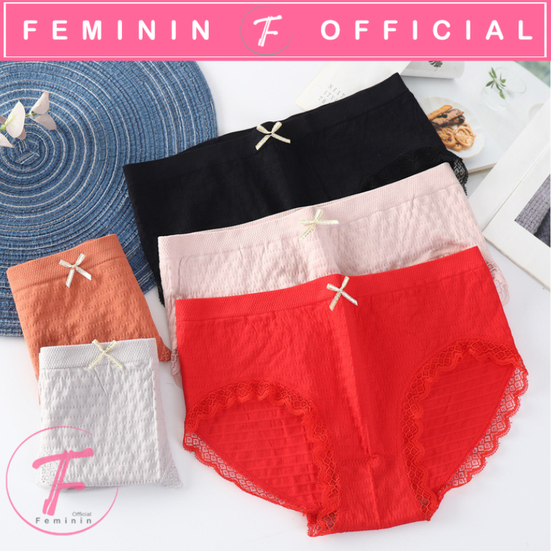 Feminin Celana Dalam Renda Katun Elastis Cd Wanita Dewasa Motif Polos