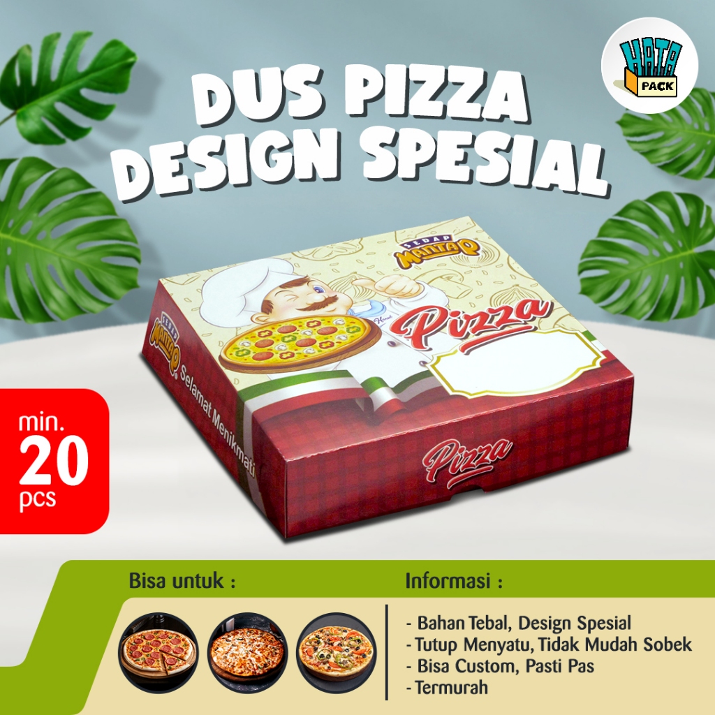 Dus Pizza / Box Pizza / Sedap Mantap Pizza Ukuran 20 x 20 x 5 cm / Dus Box Kue Hansel Bekasi