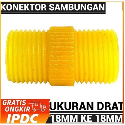 Konektor sambungan 18mm ke 18mm model drat luar