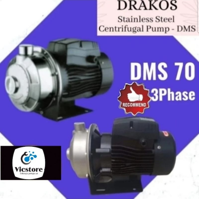 Pompa centrifugal Drakos dms 70 0,5hp stainless 0.5hp 3phase 3phs