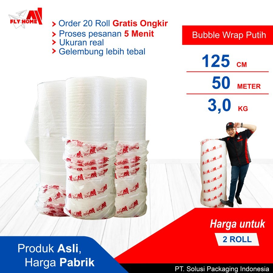 

FLYHOME Bubble wrap putih 3kg 2 roll besar bubblewrap 125x50meter Instan