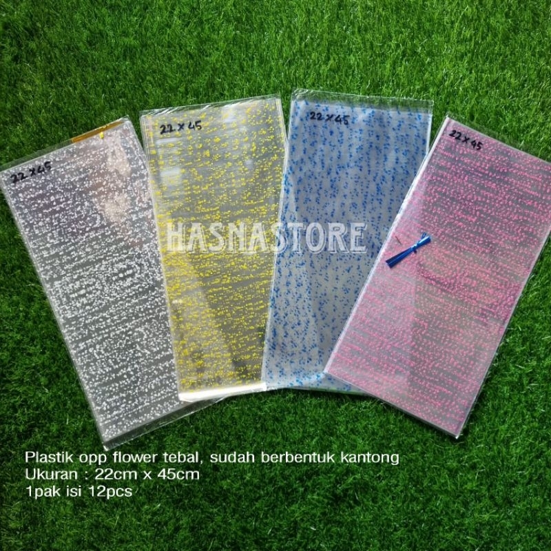 

Opp flower ukuran 22x45cm platik toples 250gram plastik snack isi 12pcs