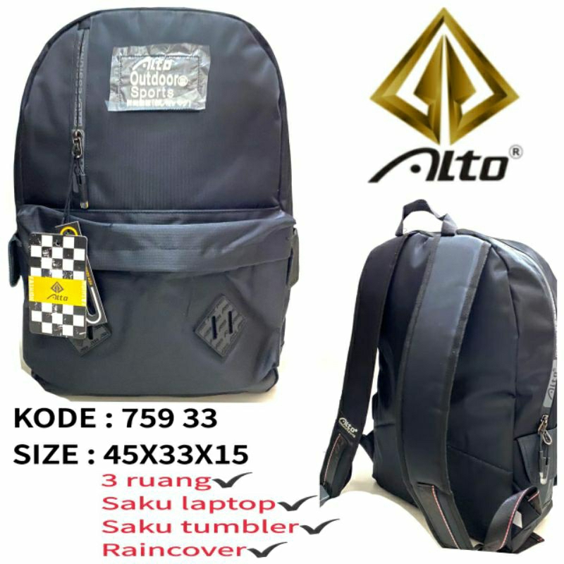 Tas Ransel Sekolah Unisex ALTO 75933 Warna Hitam