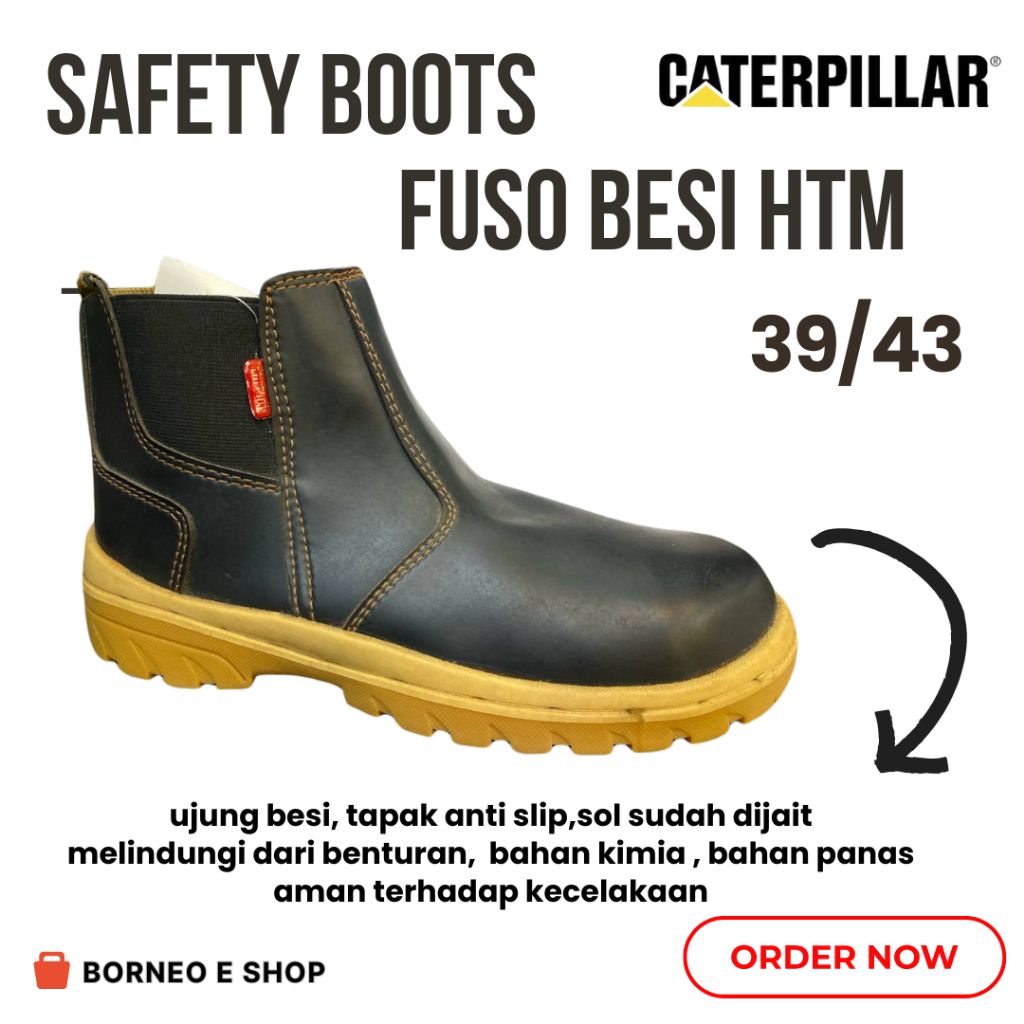 [BISA COD] SEPATU SAFETY PRIA CATERPILLAR FUSO CT BESI SEPATU KERJA LAPANGAN PROYEK UJUNG BESI 39/43