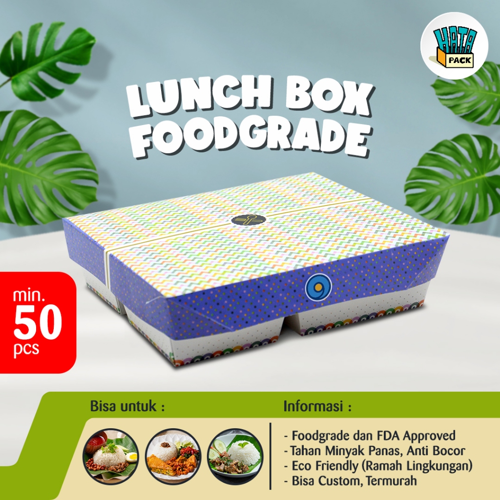 Lunch Box Sekat 5 / Tab Plus 5C 17 x 15 Cm / Paper Box Sekat 5 / Kotak Makan Kertas Bekasi
