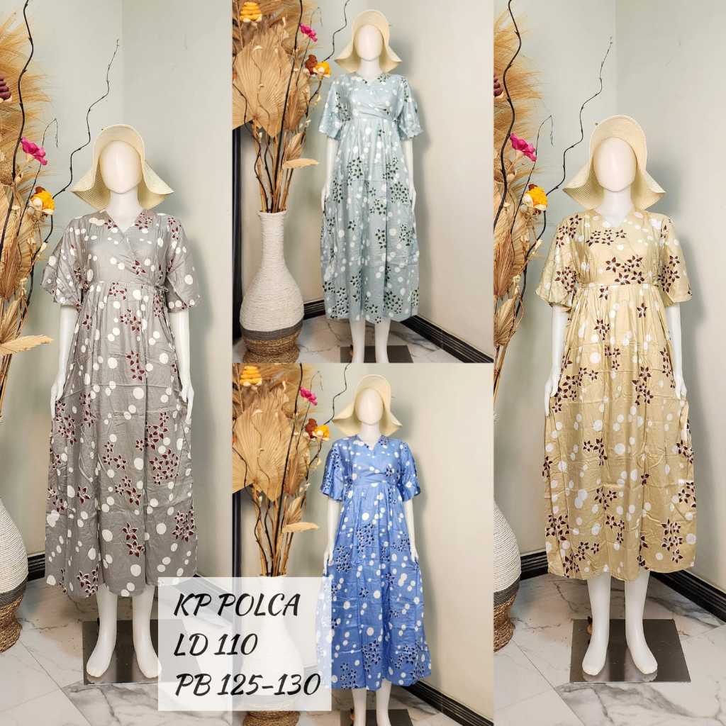 Daster Kekinian Kimono Panjang Polkadot LD 110/Daster Kimono Rayon Busui Friendly