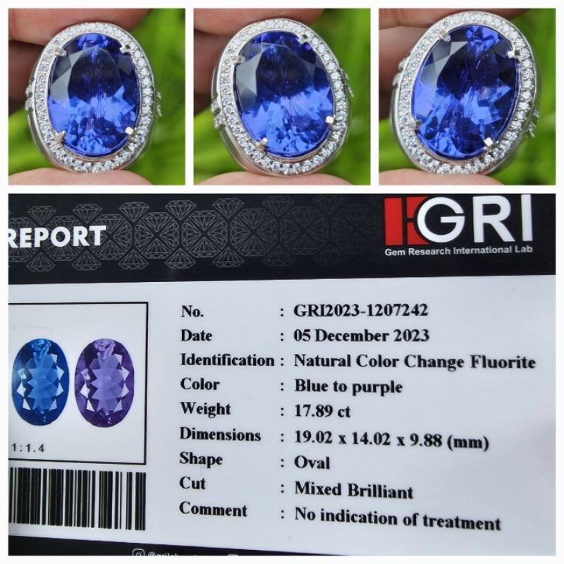 Natural HQ Color Change Fluorite Memo 17.89 crt