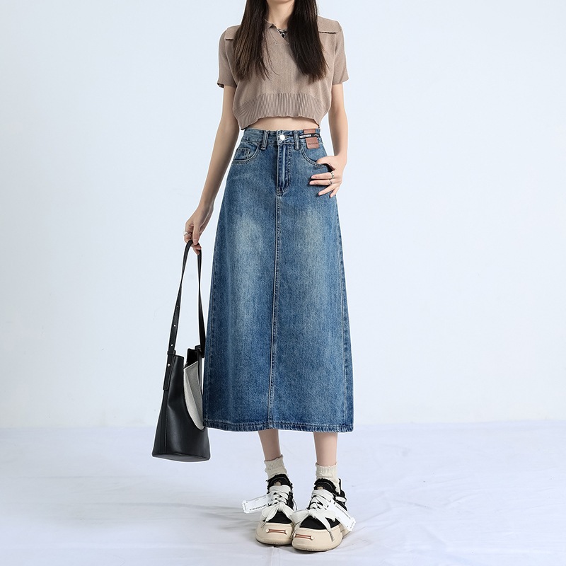 Midi Skirt Rok Jeans Wanita Highwaist Jeans Import Premium Rok Midi Korean Style