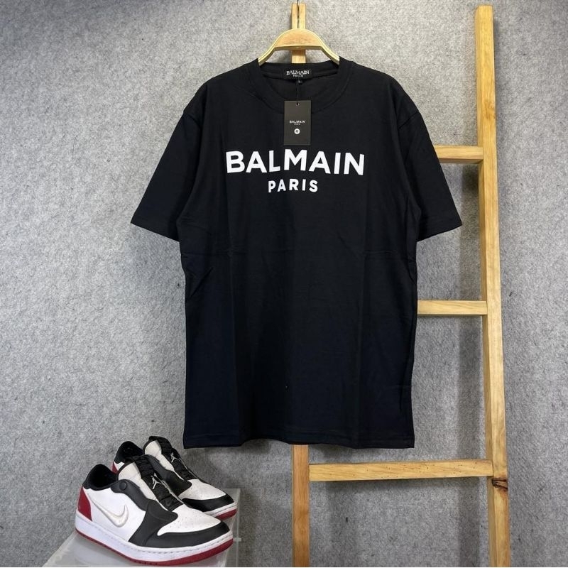 KAOS PENDEK BALMAIN PARIS HITAM PREMIUM MIRROR FULLTAG