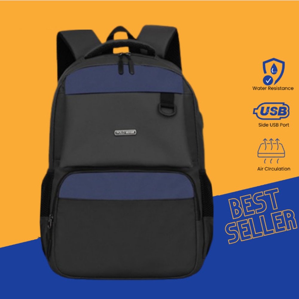 POLO MIAMI Tas Ransel Pria A-1159 Backpack Laptop Model Casual Tas Ransel USB Tas Ransel Anti Air Ta