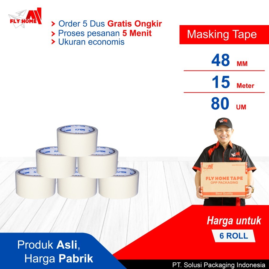 

FLYHOME Double tape 48mm x 8meter 6 roll hotmel ukuran full