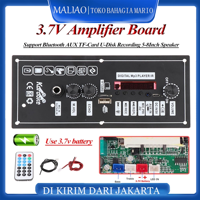 Modul Amplifier Bluetooth 3.7V untuk Mobil - Speaker Portable dengan Baterai Lithium, USB/MP3, Daya 