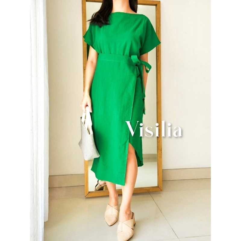 [VISILIA] Bella Dress | Korean Pretty Stylish Midi Dres Wrap Kimono Elegant Aesthetic Bahan Katun Li