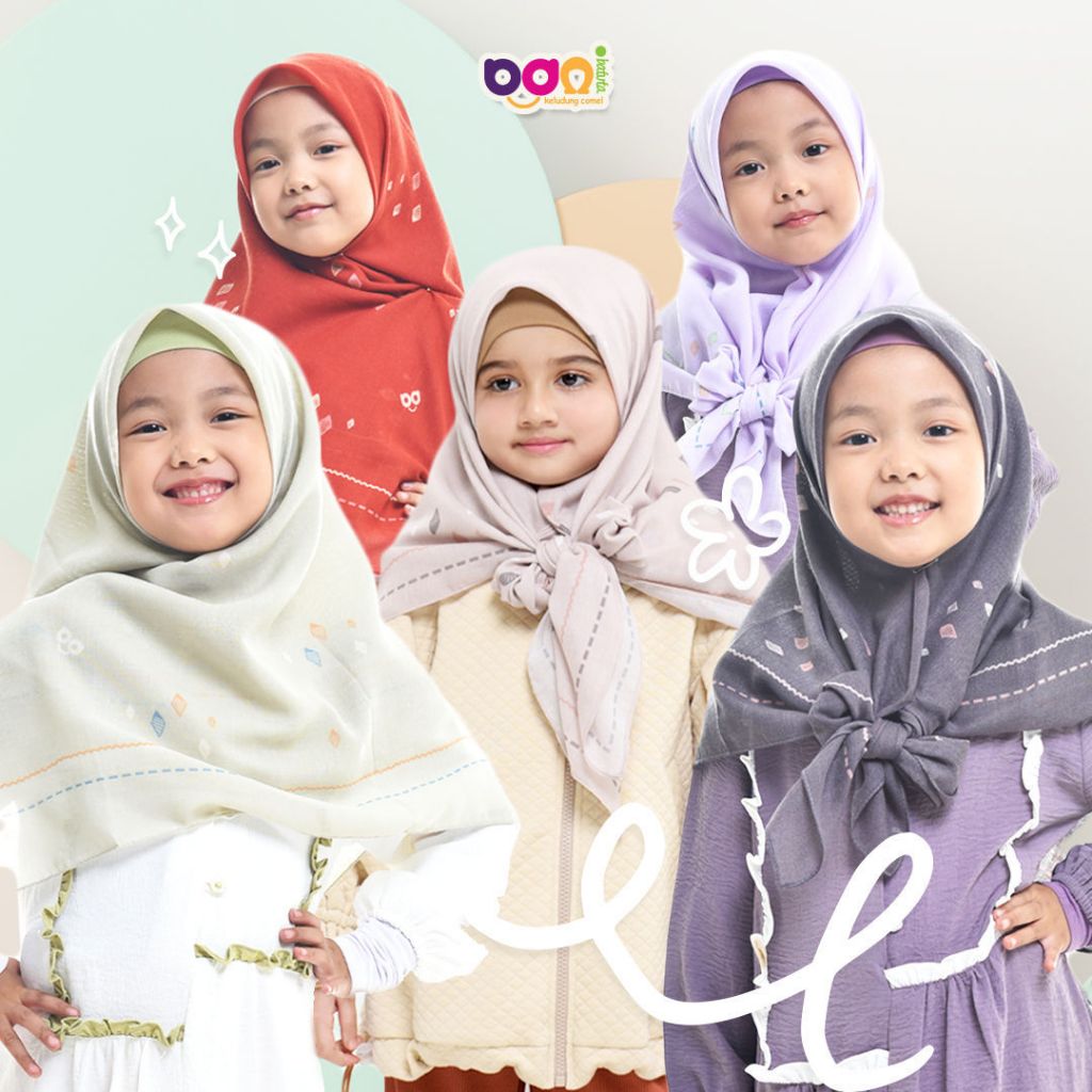 Kerudung Segitiga anak Zahira Comel Chloe | Kerudung segitiga anak | Kerudung segitiga printing anak