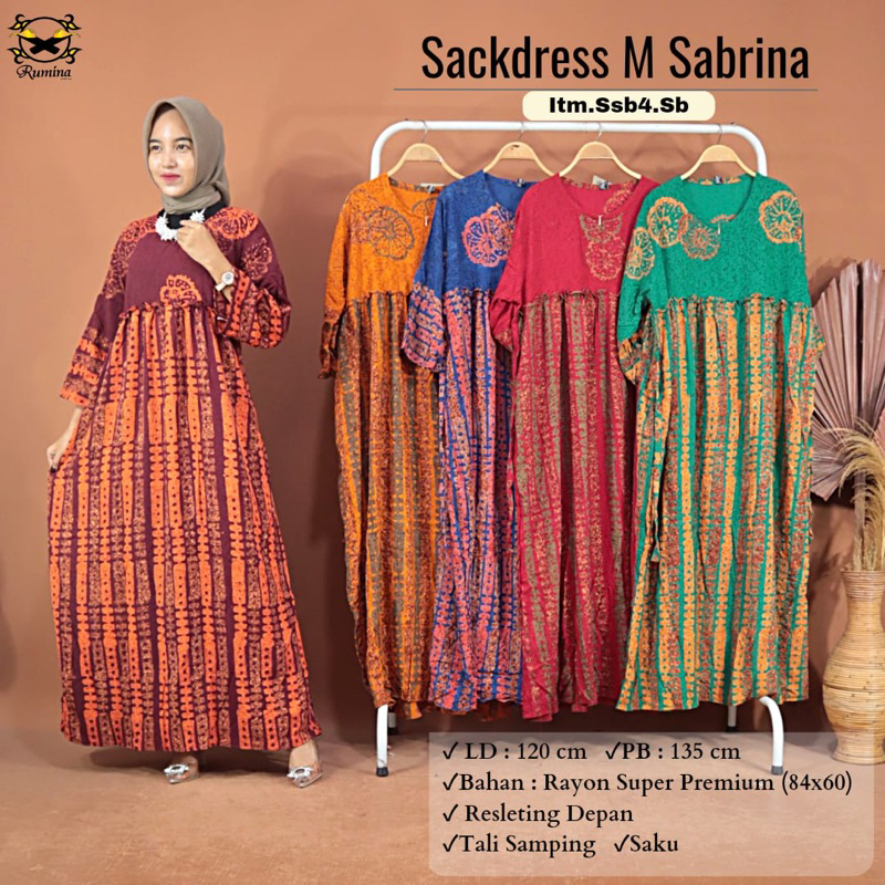 RUMINA BATIK - SACKDRESS SABRINA (Itm.Ssb4.Sb) batik cap busui abaya batik pekalongan murah