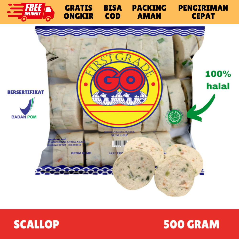 

AMEN FORZEN FOOD [FROZEN FOOD GO] SCALLOP / SCALLOB IKAN ISI 40 (500GR) MAKANAN INSTAN BAKSO|SOSIS|NUGGET BPOM HALAL