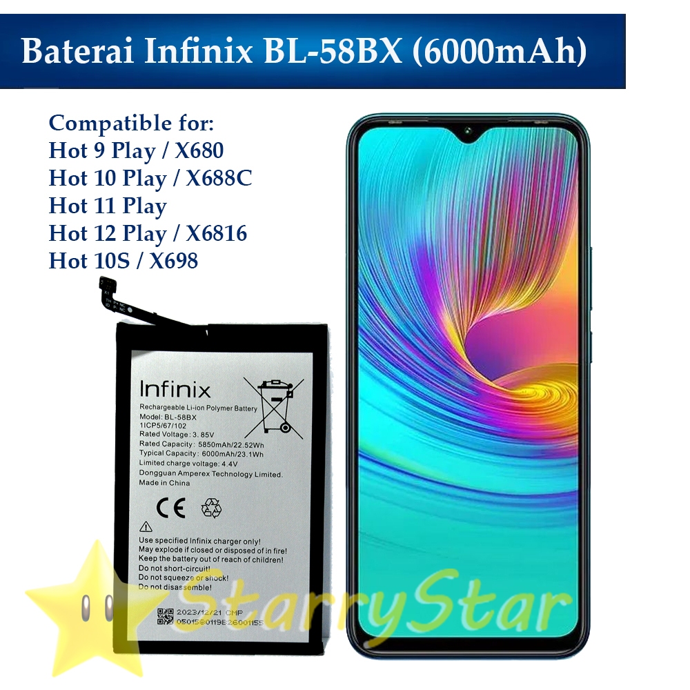 Baterai BL-58BX (6000Mah) Infinix Hot 9 Play / Hot 10 Play / Hot 11 Play / Hot 12 Play / Hot 10S Bat