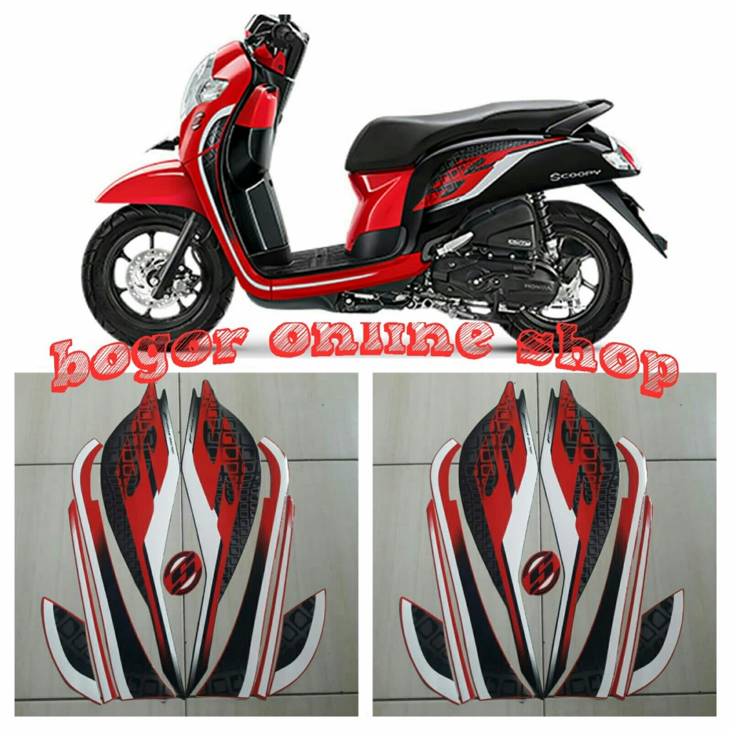 sticker motor scoopy sporty 2019 hitam-merah