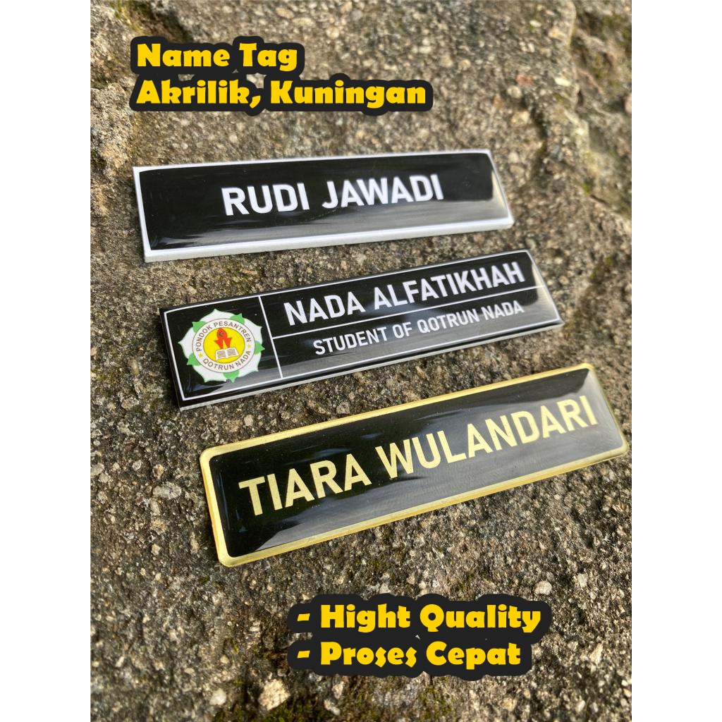 

Name Tag / Nama Dada / Papan Nama / akrilik kuningan / Custom