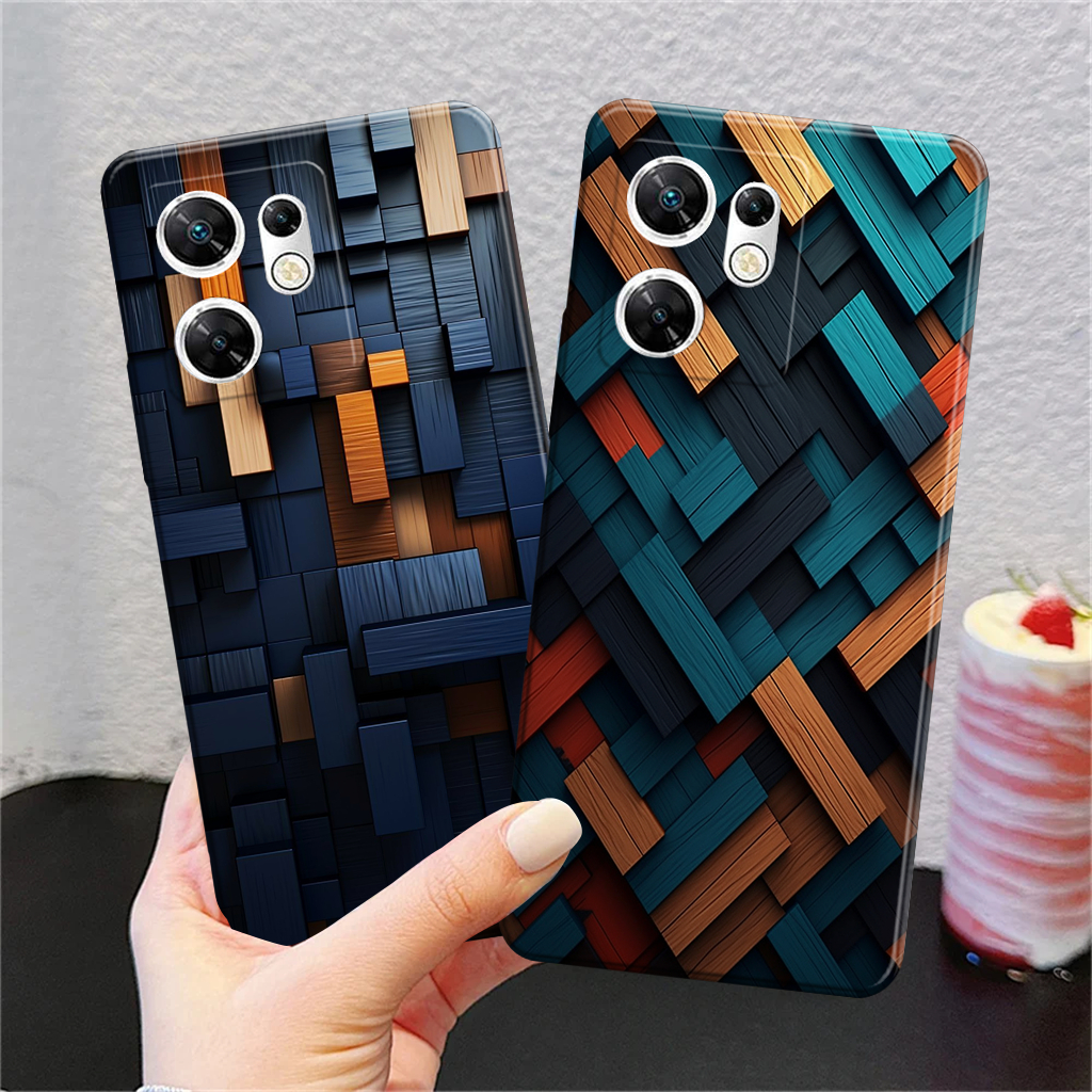 Case Silikon Lentur Infinix Zero 30 4G Procamera Motif Kayu Kotak Artistik