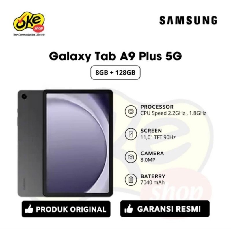 Samsung Galaxy Tab A9+ 5G Ram 8/128GB [ Garansi Resmi]