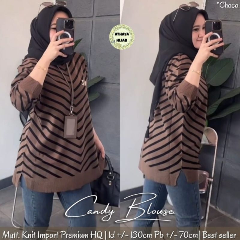 Baju Rajut Blouse Wanita Kekinian Caca Blouse By Athaya Hijab