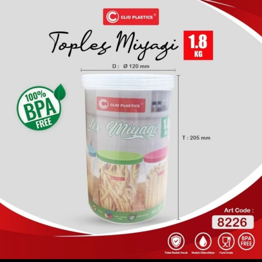 Toples Kue Kering, Toples Astor, Toples Miyagi 1.8kg Clio