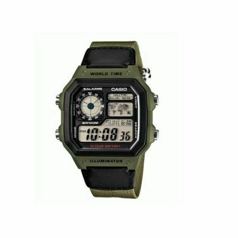 [COD] JAM TANGAN PRIA CASIO DIGITAL STRAP CANVAS AE-1200WHB ORIGINAL GARANSI KEREN KOTAK KADO NEW
