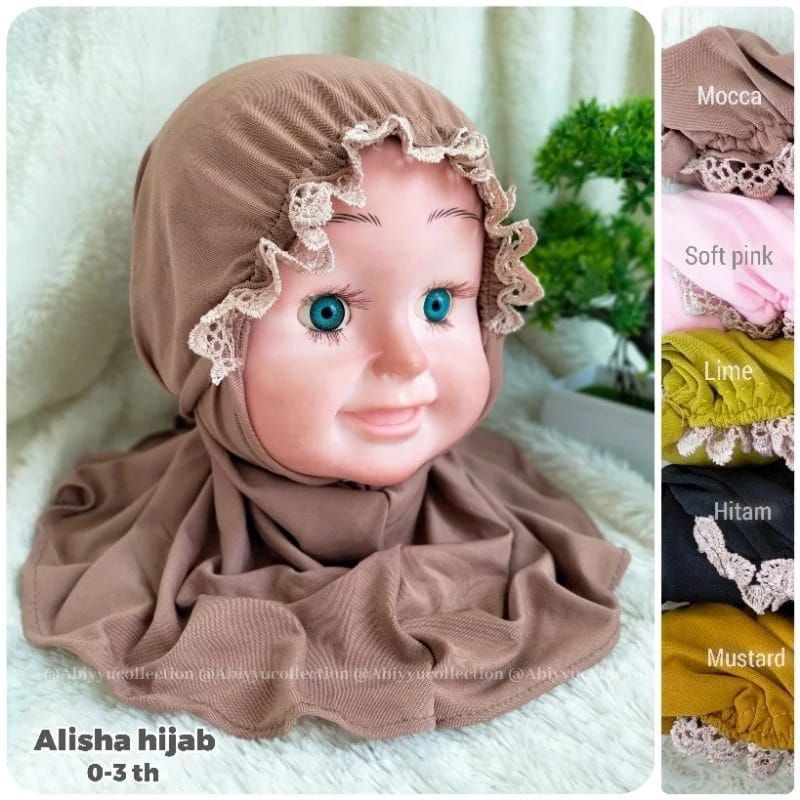Alisha hijab/jilbab kerudung instan bayi dan anak 1-3thn murah dan bagus