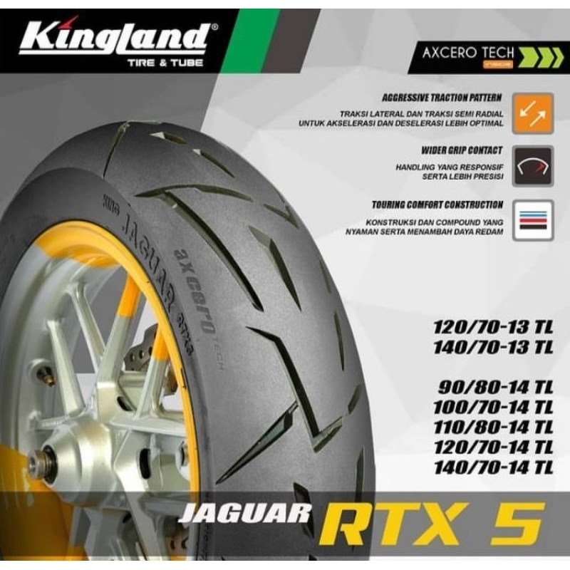 Ban Luar Metic Tubeless Kingland 90/80-14 Jaguar RTX-5 Soft Compound ( Free Pentil )