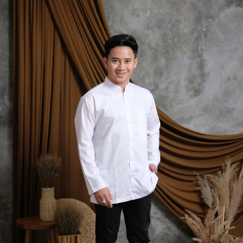 baju koko habaib dewasa pria ayah putih lengan panjang