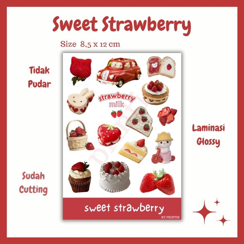

[1 lbr] kisscut Sweet Strawberry deco sticker